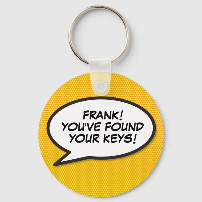 Personalized Find your keys Comic Book Pop Art Keychain (Front)
