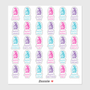 Personalized Fingerprint Girls Spy Party Stickers