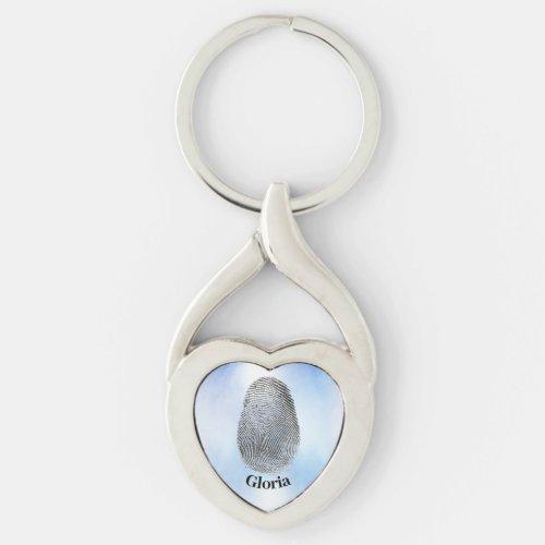 personalized fingerprint heart_shaped keychain