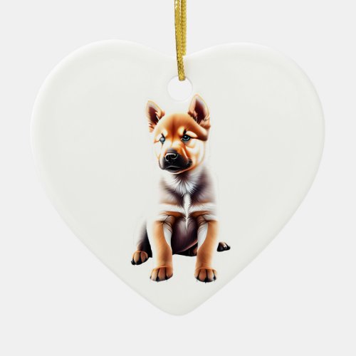 Personalized  Finnish Spitz Puppy Ceramic Ornament