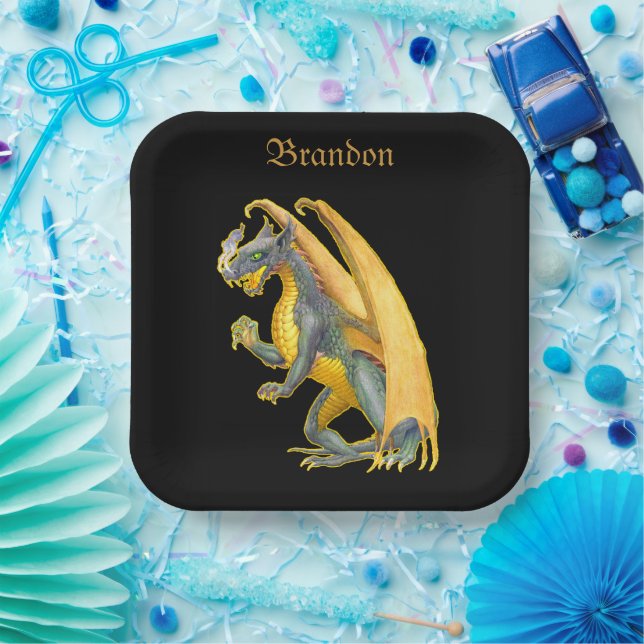Personalized Fire Breathing Dragon  Paper Plates (Party)