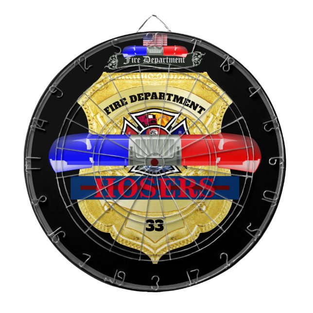 Personalized Fire Department Badge Dart Board (Front)