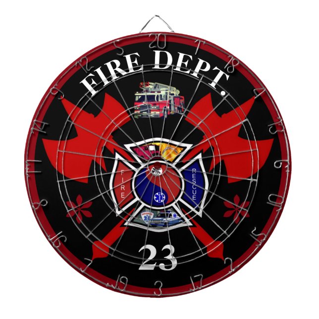 Personalized Fire Department Dart Board (Front)