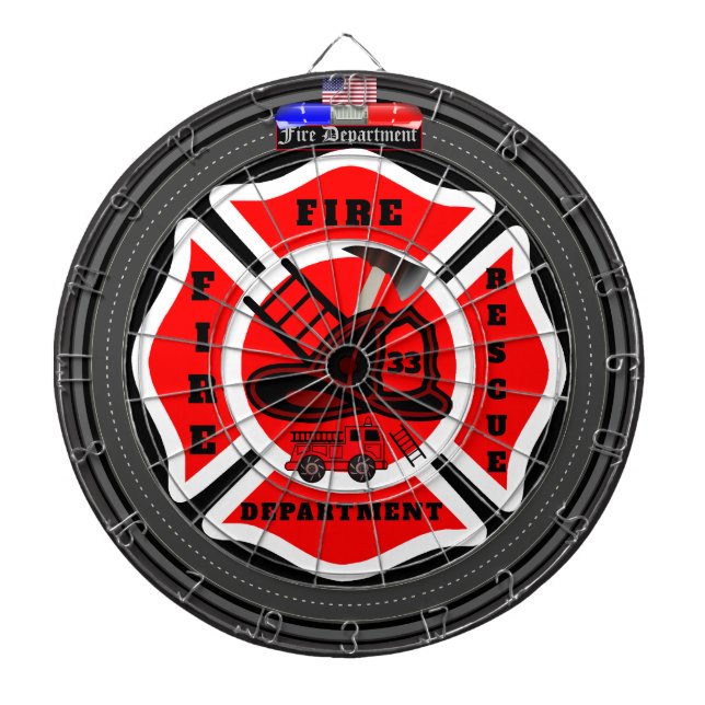 Personalized Fire Department Dart Board (Front)