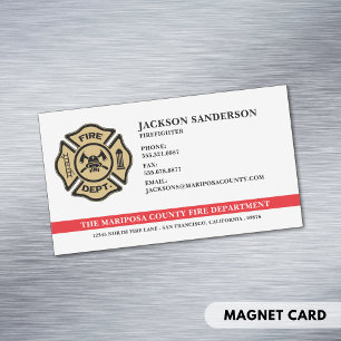 Personalized Fire Department Firefighter Logo Business Card Magnet