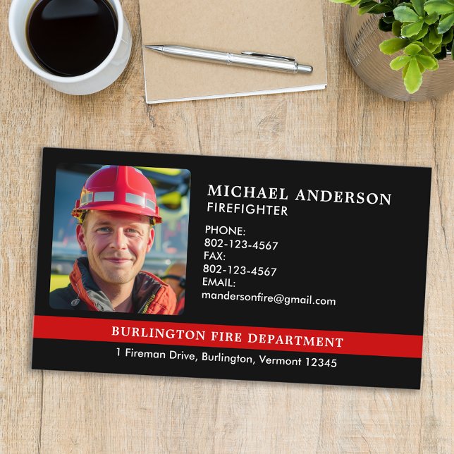 Personalized Fire Department Firefighter Photo Business Card (Creator Uploaded)