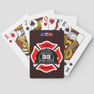 Personalized Fire Department Helmet City Side Poker Cards