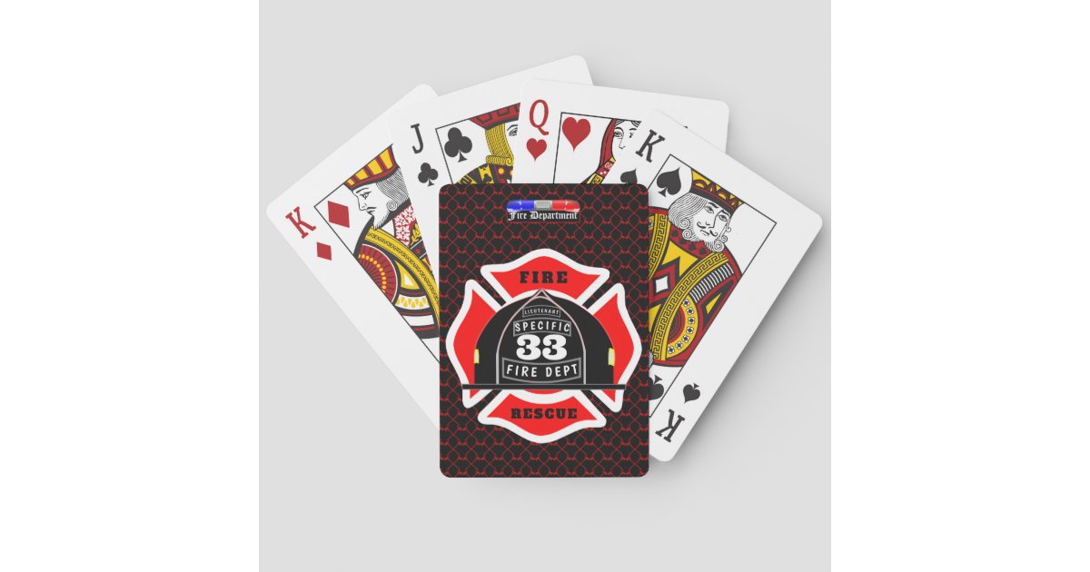 Personalized Fire Department Helmet City Side Poker Cards | Zazzle