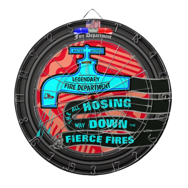 Personalized Fire Department Hose Dart Board (Front)