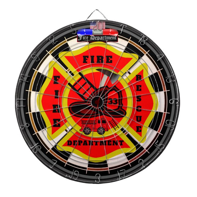 Personalized Fire Department Multi-Target Dart Board (Front)