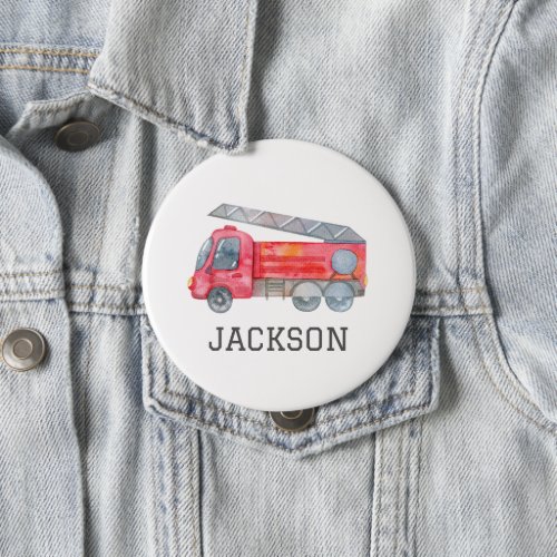 Personalized Fire engine birthday Party Button