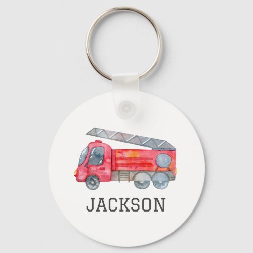 Personalized Fire engine birthday Party Keychain