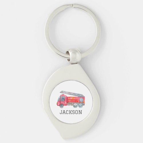 Personalized Fire engine birthday Party Keychain