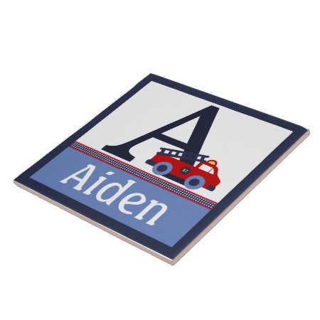 Personalized Fire Engine/truck Letter Name Tile