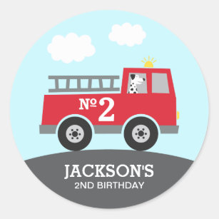 Personalized Fire Truck Birthday Classic Round Sticker