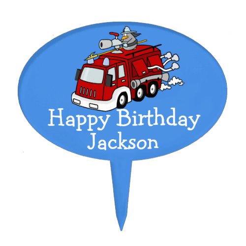 Personalized Fire Truck Boys Birthday Cake Topper