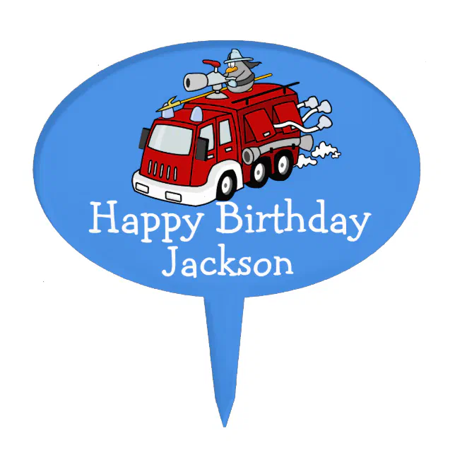 Personalised Fire Engine Birthday Cake Topper By Sunday's Daughter |  notonthehighstreet.com