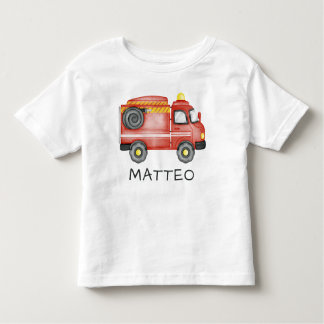 Personalized Fire Truck, Cute Custom Name Firefigh Toddler T-shirt