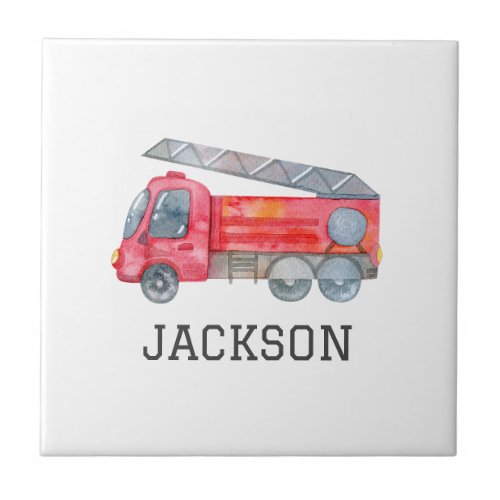 Personalized Firefighter birthday Party Ceramic Tile