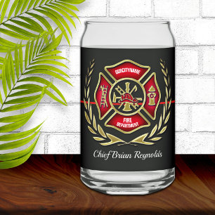 Personalized Firefighter Can Glass