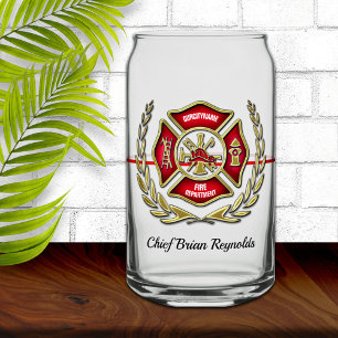 Personalized Firefighter Can Glass