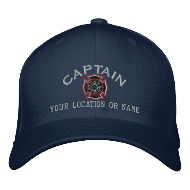 Personalized Firefighter Captain Cap Embroidery (Front)