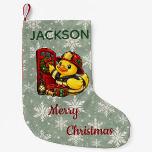 Personalized Firefighter Christmas Rubber Duck Small Christmas Stocking