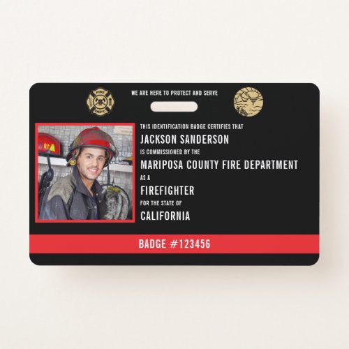 Personalized Firefighter Employee Photo ID Badge