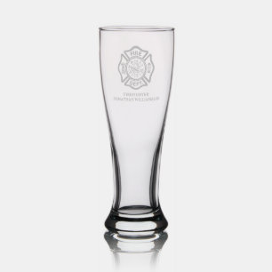 Personalized Firefighter Fire Department Gifts Pilsner Glass