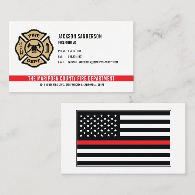 Personalized Firefighter Fire Department Logo Business Card (Front/Back)