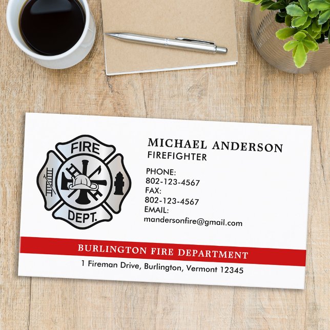 Personalized Firefighter Fire Department Logo Business Card (Creator Uploaded)