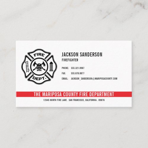 Personalized Firefighter Fire Department Logo Business Card