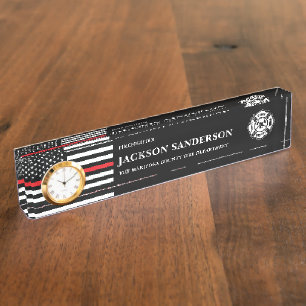 Personalized Firefighter Fire Department Logo Desk Name Plate
