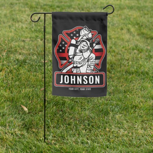 Personalized Firefighter Fire Dept Patriotic Flag 