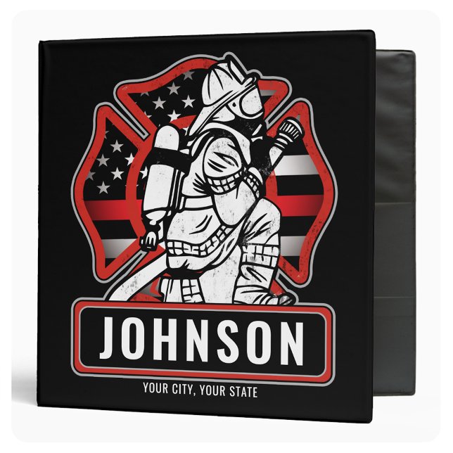 Personalized Firefighter Fire Dept Patriotic Flag  3 Ring Binder (Creator Uploaded)