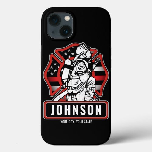 Personalized Firefighter Fire Dept Patriotic Flag  iPhone 13 Case