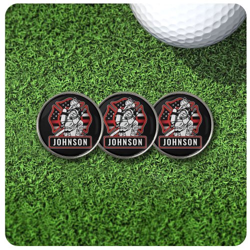 Personalized Firefighter Fire Dept Patriotic Flag Golf Ball Marker
