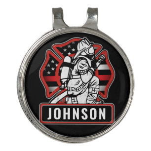 Personalized Firefighter Fire Dept Patriotic Flag Golf Hat Clip