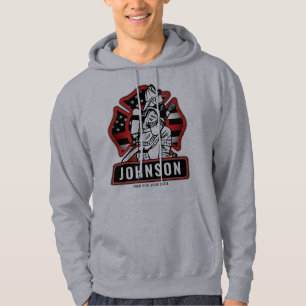 Personalized Firefighter Fire Dept Patriotic Flag Hoodie