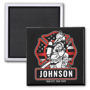 Personalized Firefighter Fire Dept Patriotic Flag  Magnet