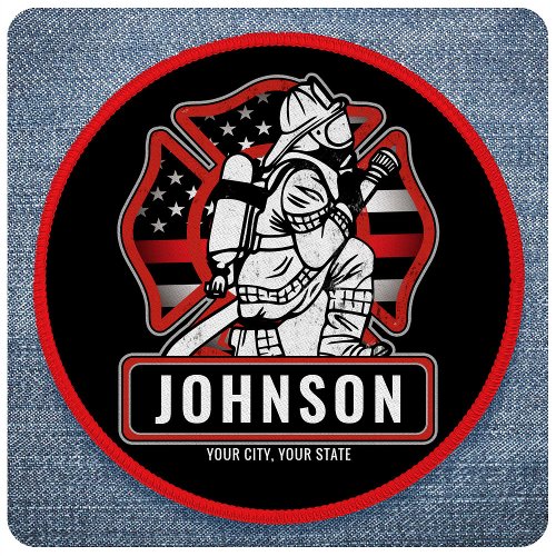 Personalized Firefighter Fire Dept Patriotic Flag Patch