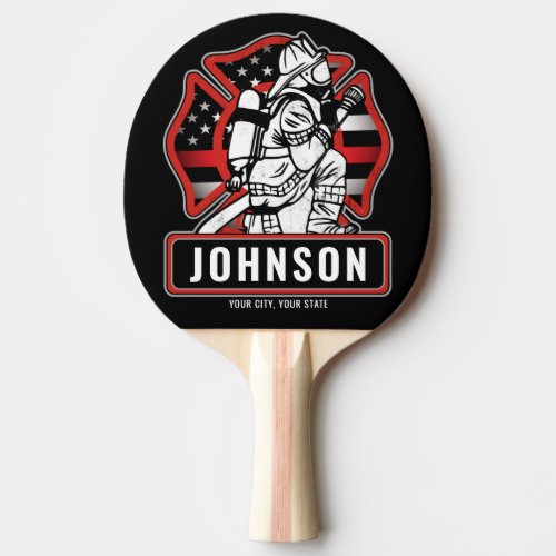 Personalized Firefighter Fire Dept Patriotic Flag Ping Pong Paddle