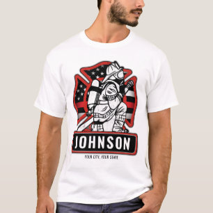 Personalized Firefighter Fire Dept Patriotic Flag T-Shirt
