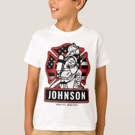 Personalized Firefighter Fire Dept Patriotic Flag T-Shirt