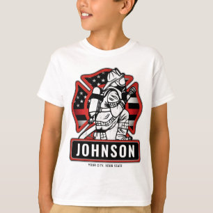 Personalized Firefighter Fire Dept Patriotic Flag  T-Shirt