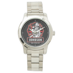 Personalized Firefighter Fire Dept Patriotic Flag Watch
