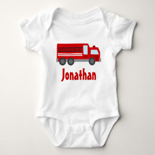 Personalized Firefighter Fire Truck Baby T-shirt Baby Bodysuit