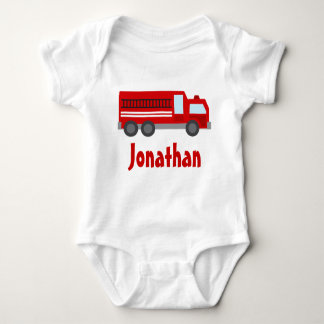 Personalized Firefighter Fire Truck Baby T-shirt Baby Bodysuit