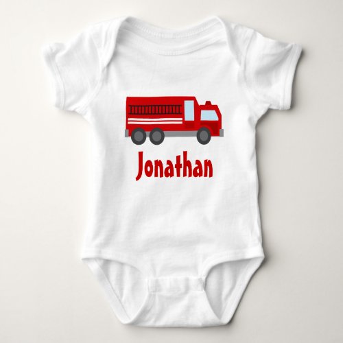Personalized Firefighter Fire Truck Baby T_shirt Baby Bodysuit