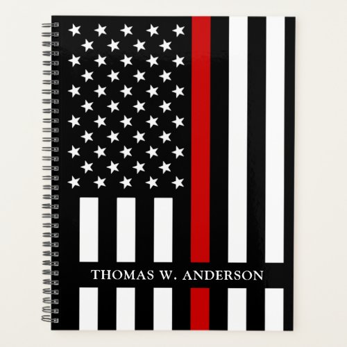 Personalized Firefighter Flag Thin Red Line Planner